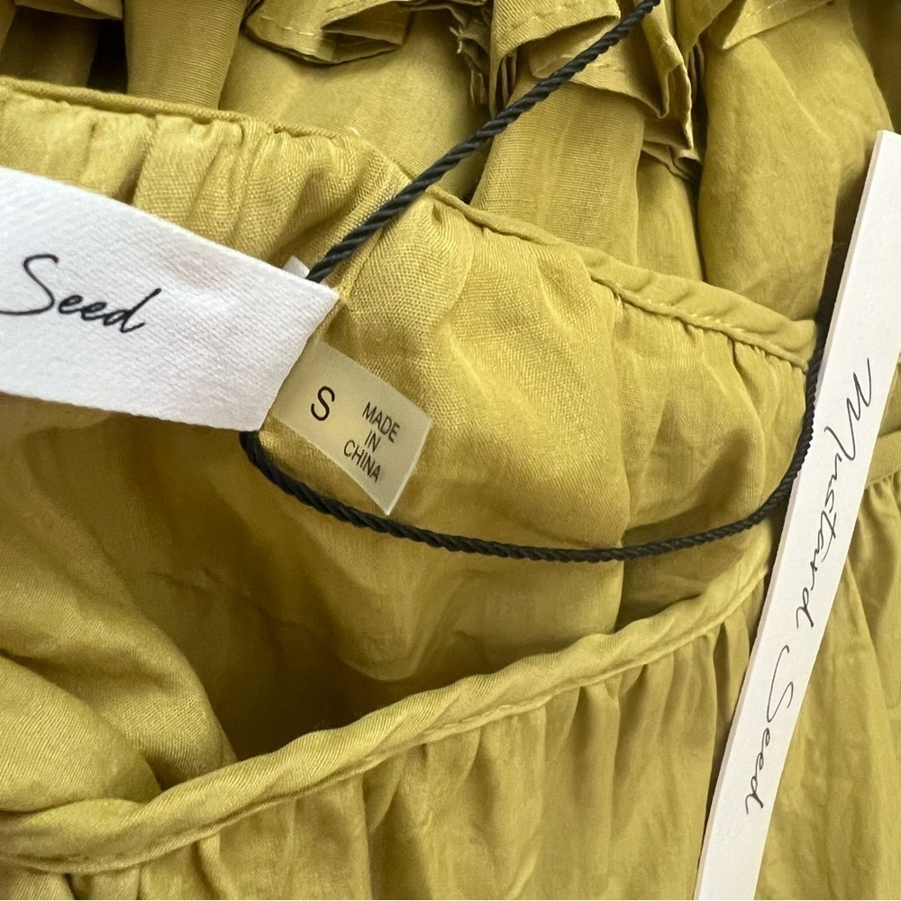 NWT Mustard Seed Citron Pleated One Shoulder Dress S - Picture 8 of 9